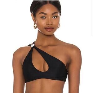 NWT LPA asymmetric one shoulder bikini top in black size small